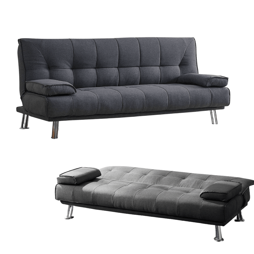 Montana Fabric Sofa Bed with Chrome Legs, Charcoal Fabric - Image 3