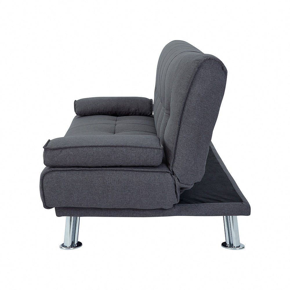 Montana Fabric Sofa Bed with Chrome Legs, Charcoal Fabric - Image 5