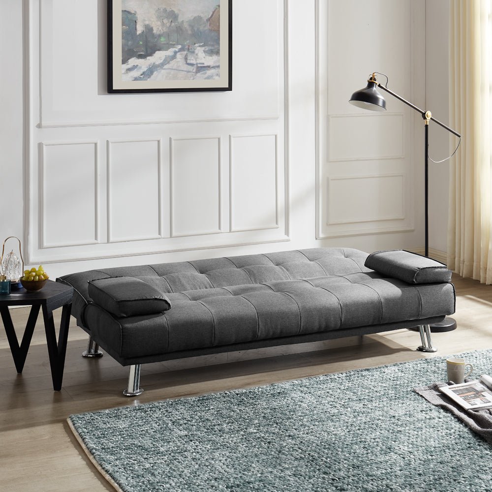 Montana Fabric Sofa Bed with Chrome Legs, Charcoal Fabric - Image 2