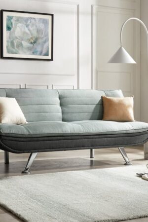 Michigan Fabric Sofa Bed Duo Contrast Fabric With Chrome Legs, Grey & Charcoal Fabric
