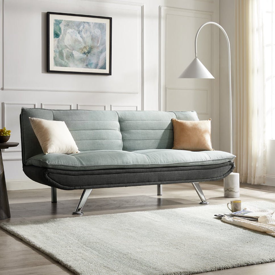 Michigan Fabric Sofa Bed Duo Contrast Fabric With Chrome Legs, Grey & Charcoal Fabric