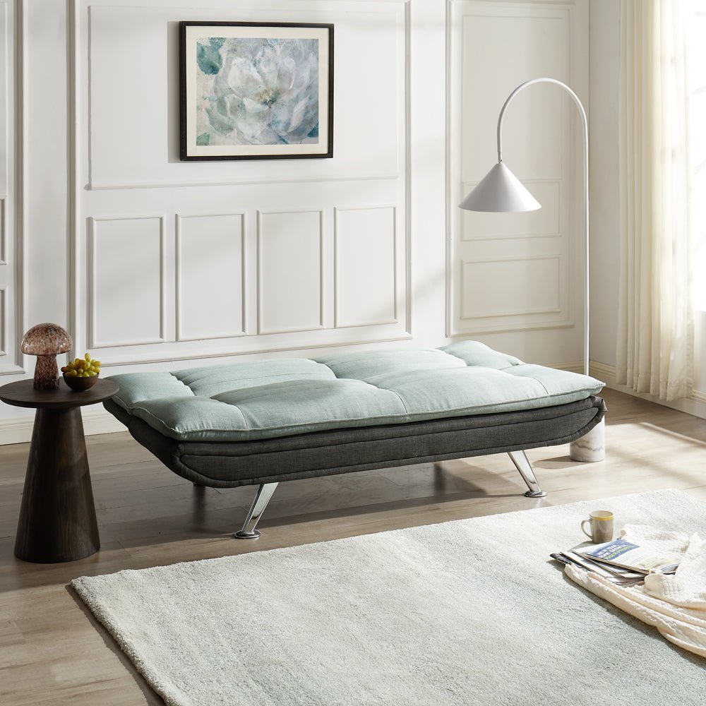 Michigan Fabric Sofa Bed Duo Contrast Fabric With Chrome Legs, Grey & Charcoal Fabric - Image 2