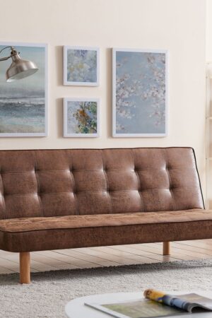 Salerno Sofa Bed, Brown Air Leather