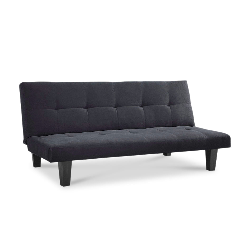 Atlanta Fabric Sofa Bed, Black Faux Suede Fabric - Image 2