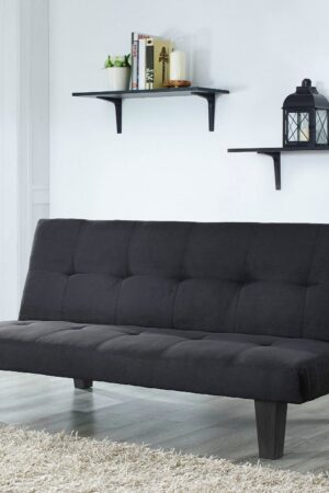 Atlanta Fabric Sofa Bed, Black Faux Suede Fabric