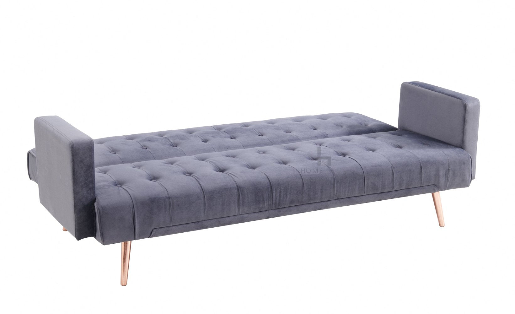 Windsor Velvet Sofa Bed With Rose Gold Metal Legs, Grey Velvet - Image 4