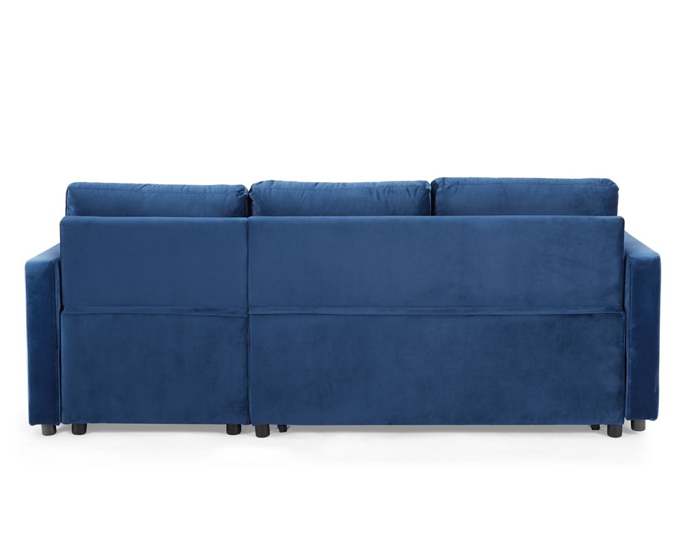 Dorset Fabric Pull-Out sofa Bed Reversible Chaise with Storage, Blue Velvet - Image 12