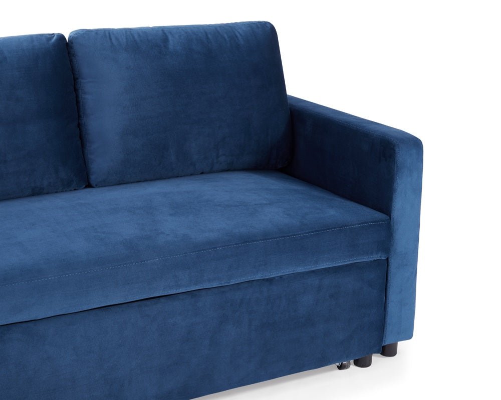 Dorset Fabric Pull-Out sofa Bed Reversible Chaise with Storage, Blue Velvet - Image 10
