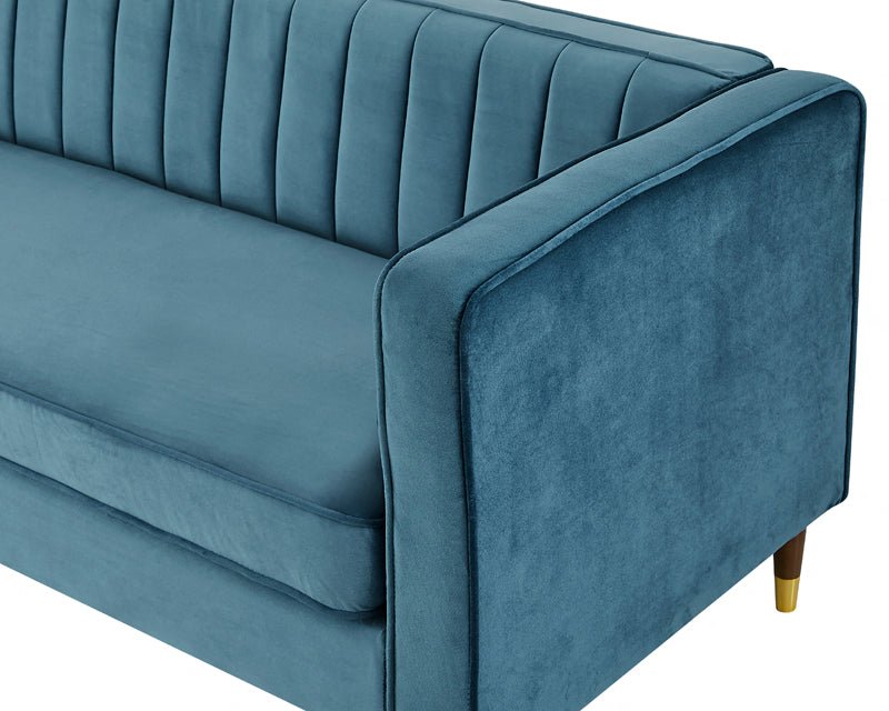 Thomas Velvet Fabric 2+3 Seater Sofa Set, Blue Velvet - Image 6