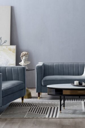 Thomas Velvet Fabric 2+3 Seater Sofa Set, Grey Velvet