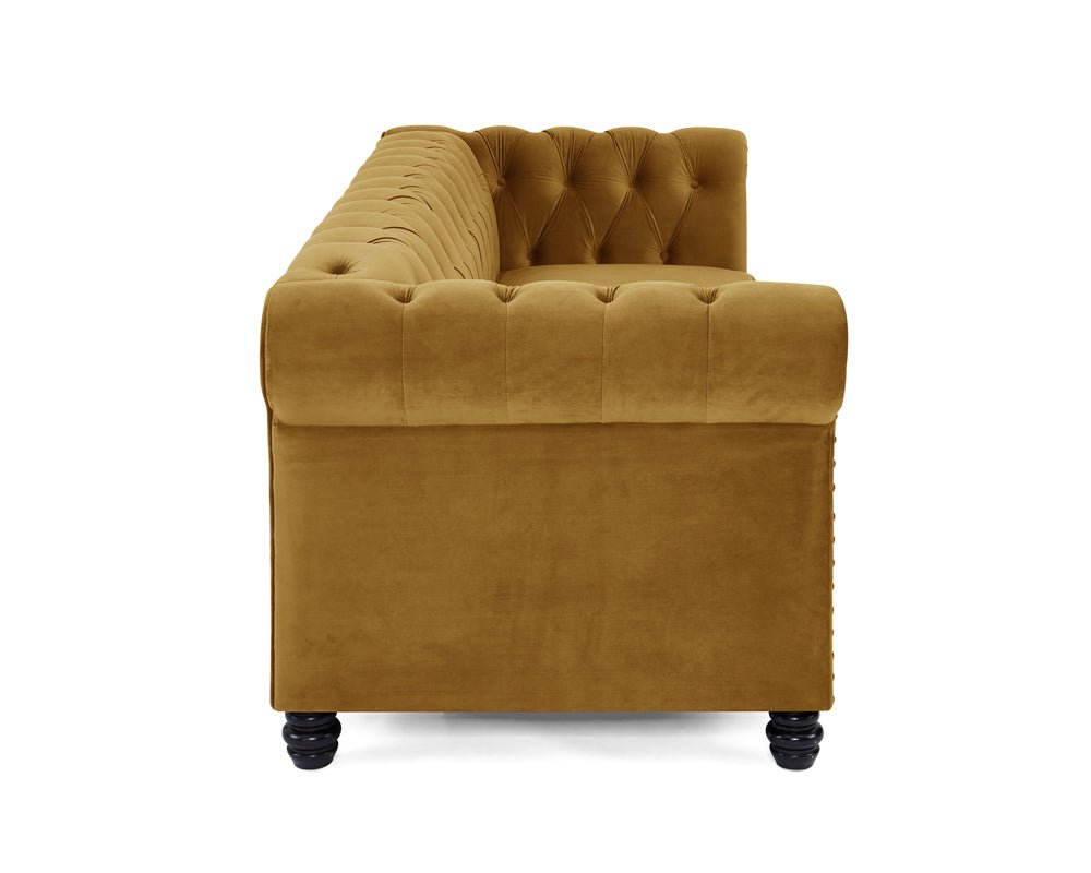 Chesterfield Velvet Fabric 2+3 Seater Sofa Set, Gold Velvet - Image 6
