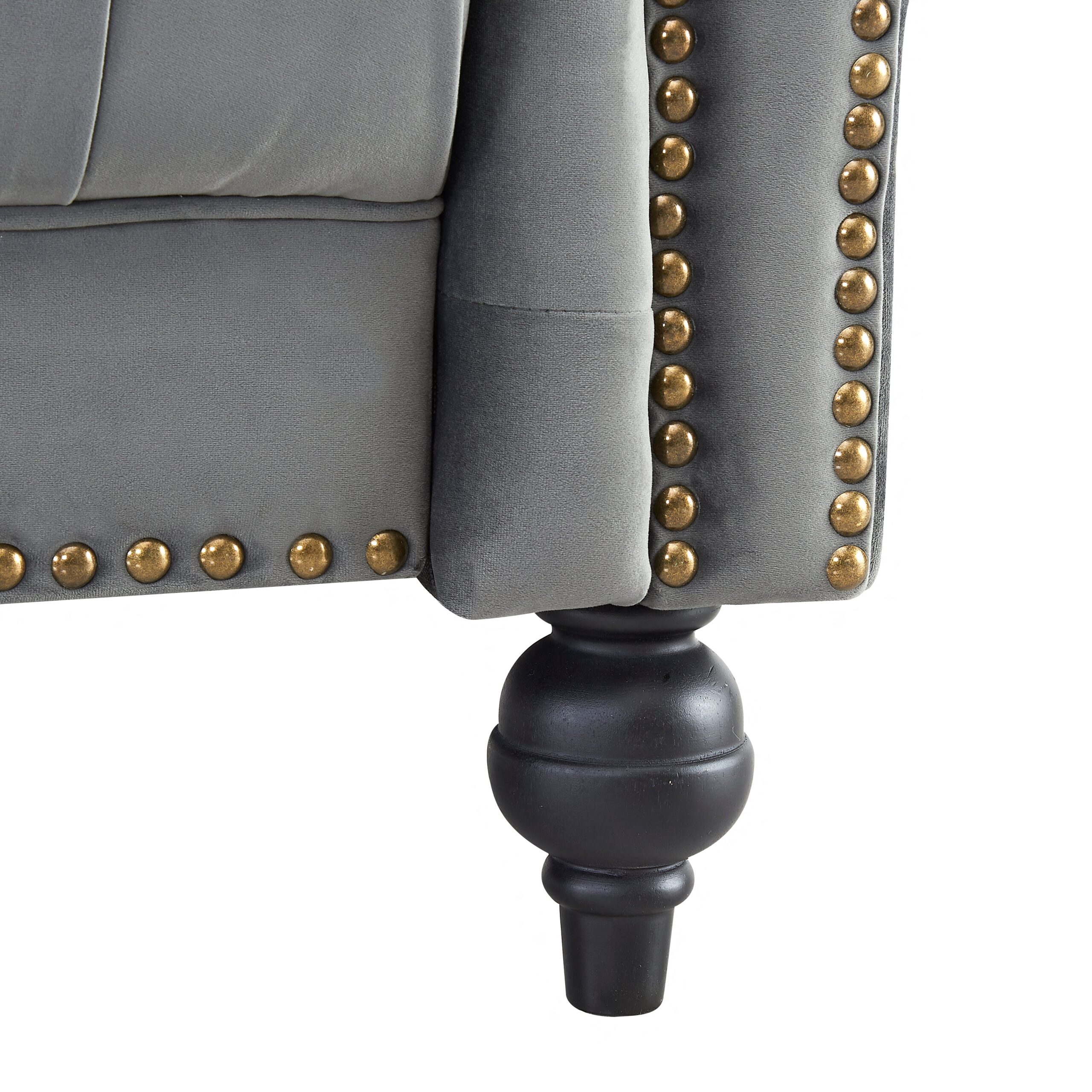 Mayfair Velvet Fabric 1.5 Seater Sofa, Grey Velvet - Image 3