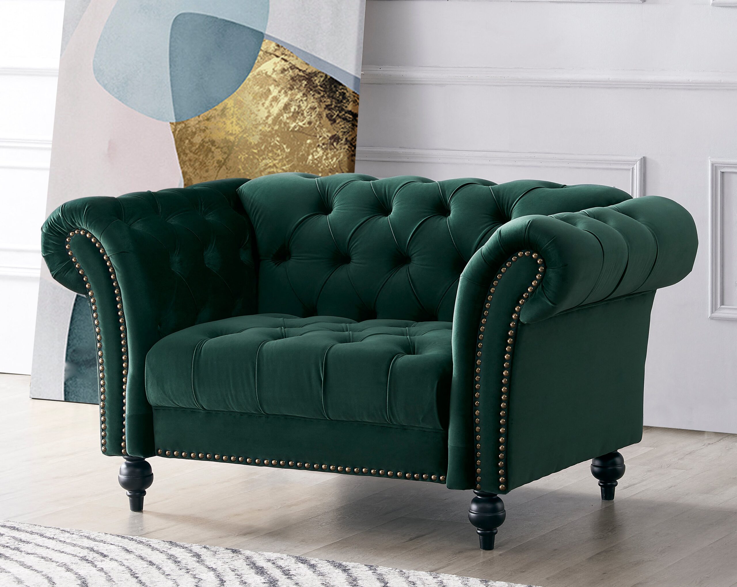 Mayfair Velvet Fabric 2+3 Seater Sofa Set, Green Velvet - Image 3