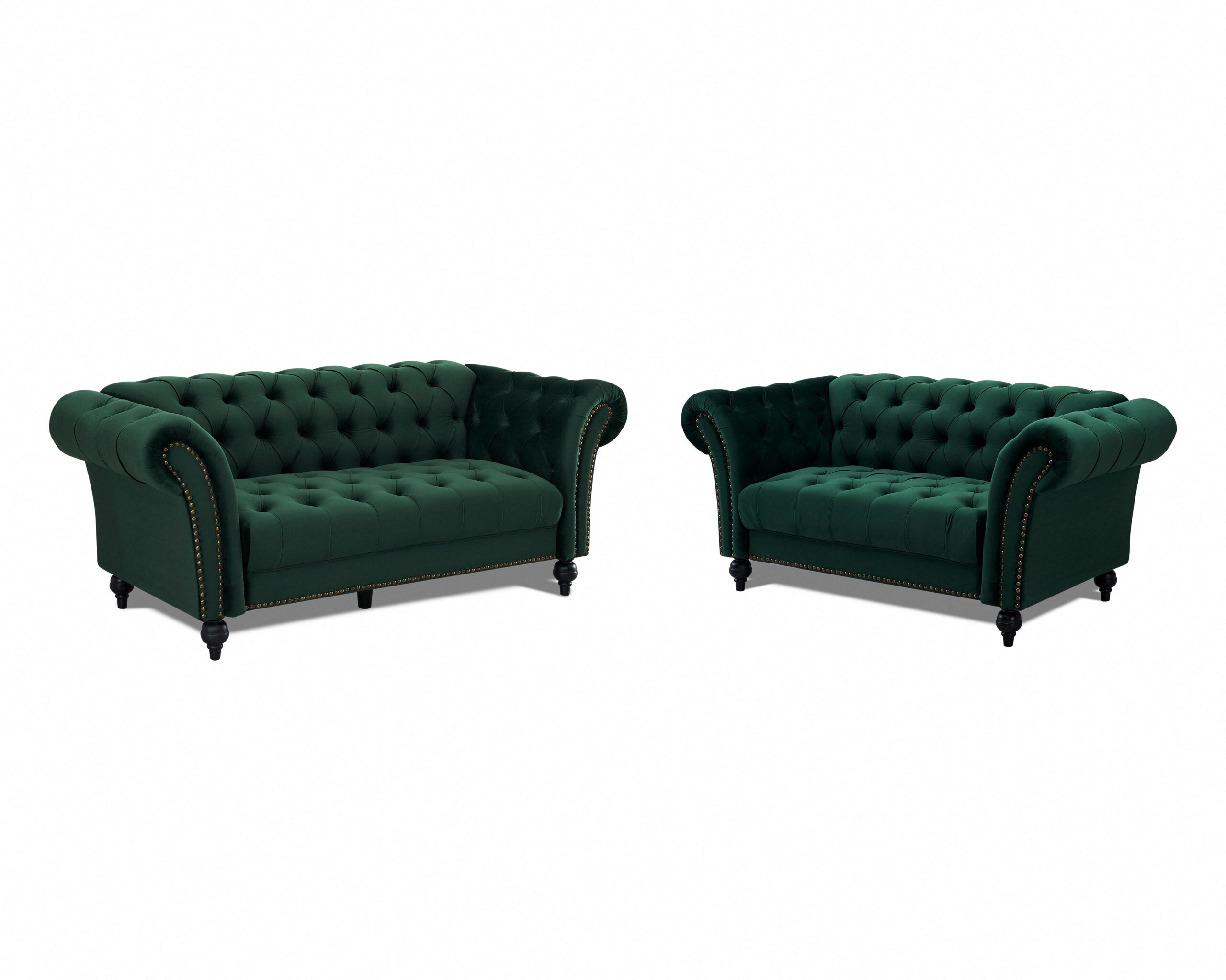 Mayfair Velvet Fabric 2+3 Seater Sofa Set, Green Velvet - Image 2