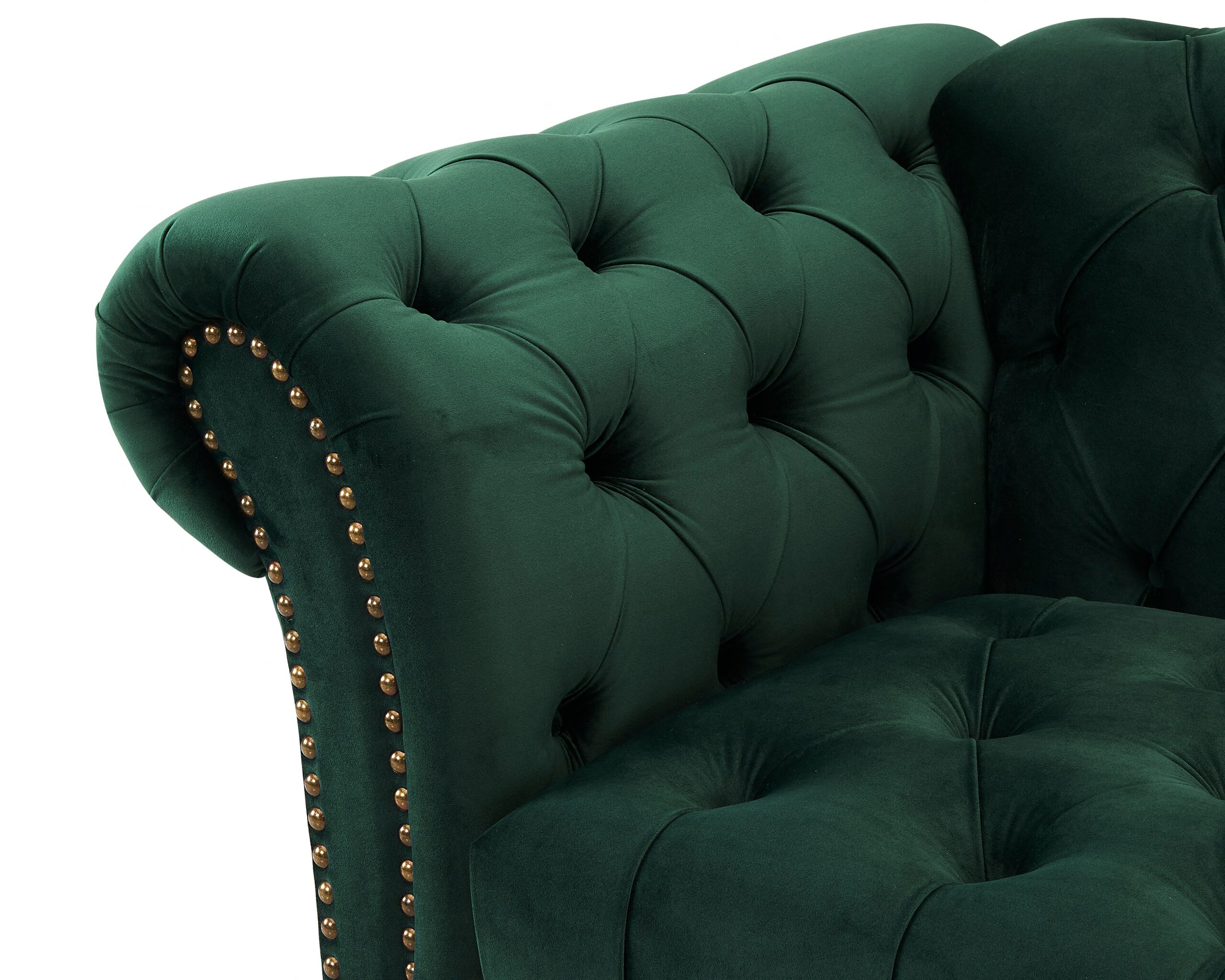 Mayfair Velvet Fabric 1.5 Seater Sofa, Green Velvet - Image 3