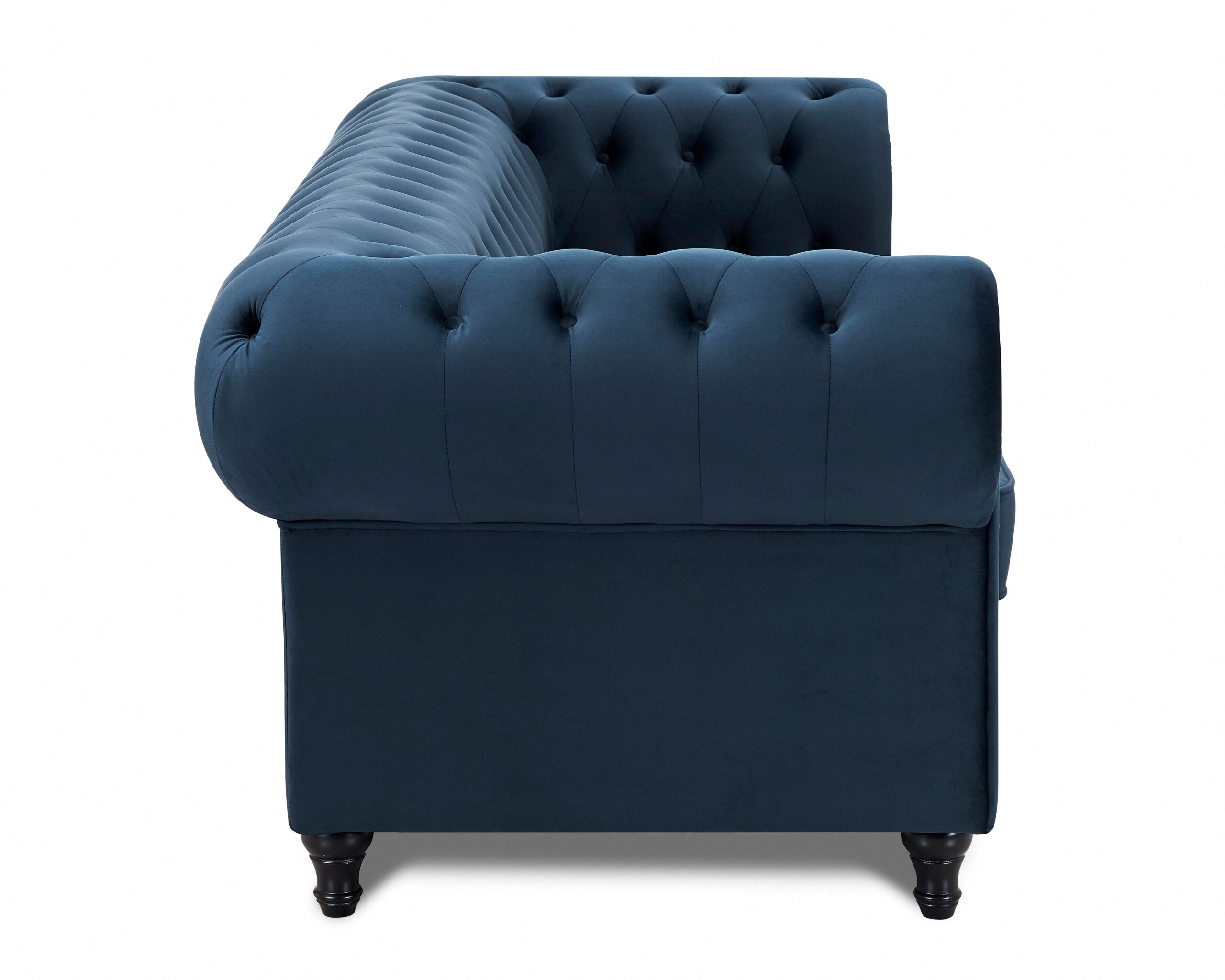 Chesterfield Pleat Velvet Fabric 2+3 Seater Sofa Set, Midnight Blue Velvet - Image 5