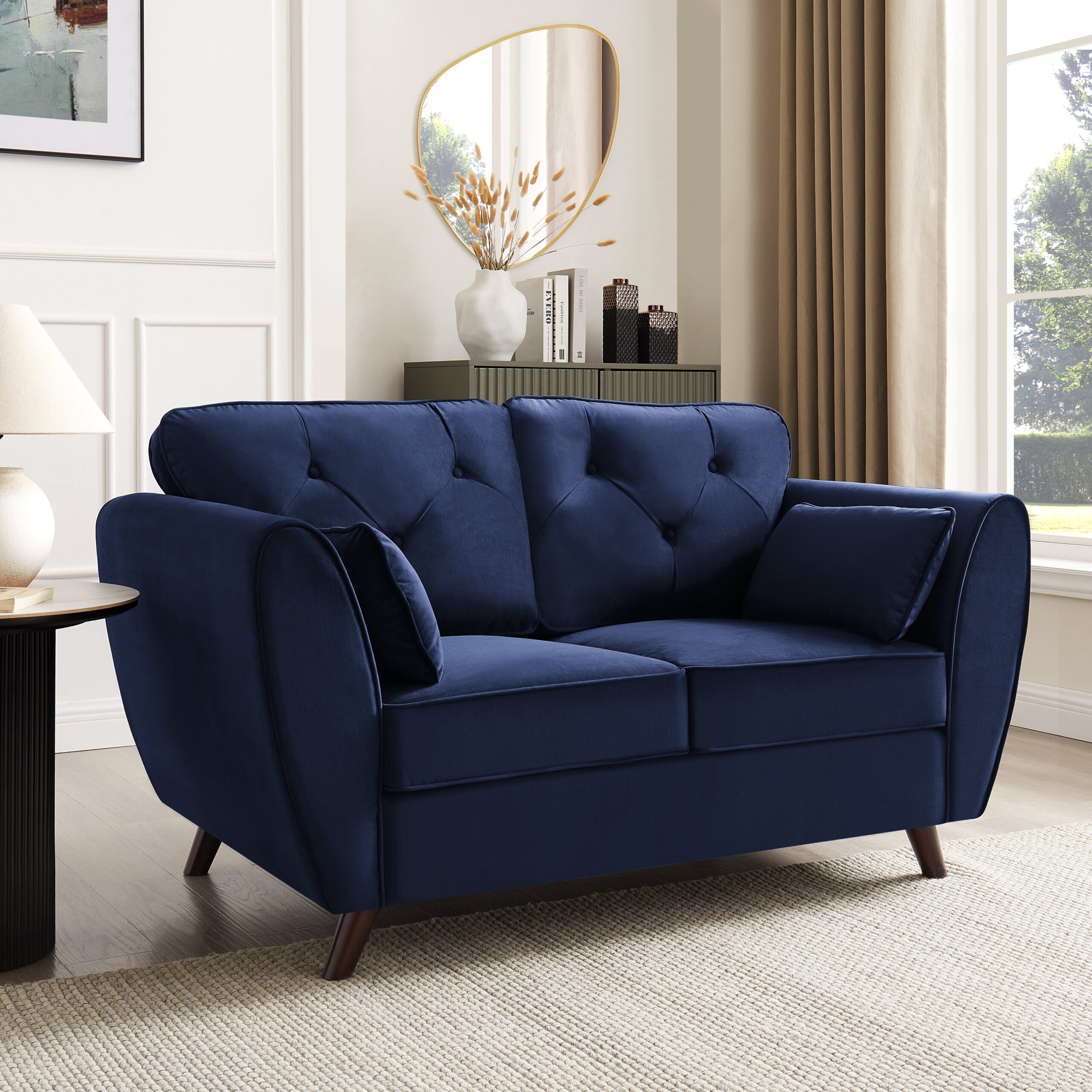 Monroe 2+3 Seater Sofa Set, Blue Velvet - Image 4
