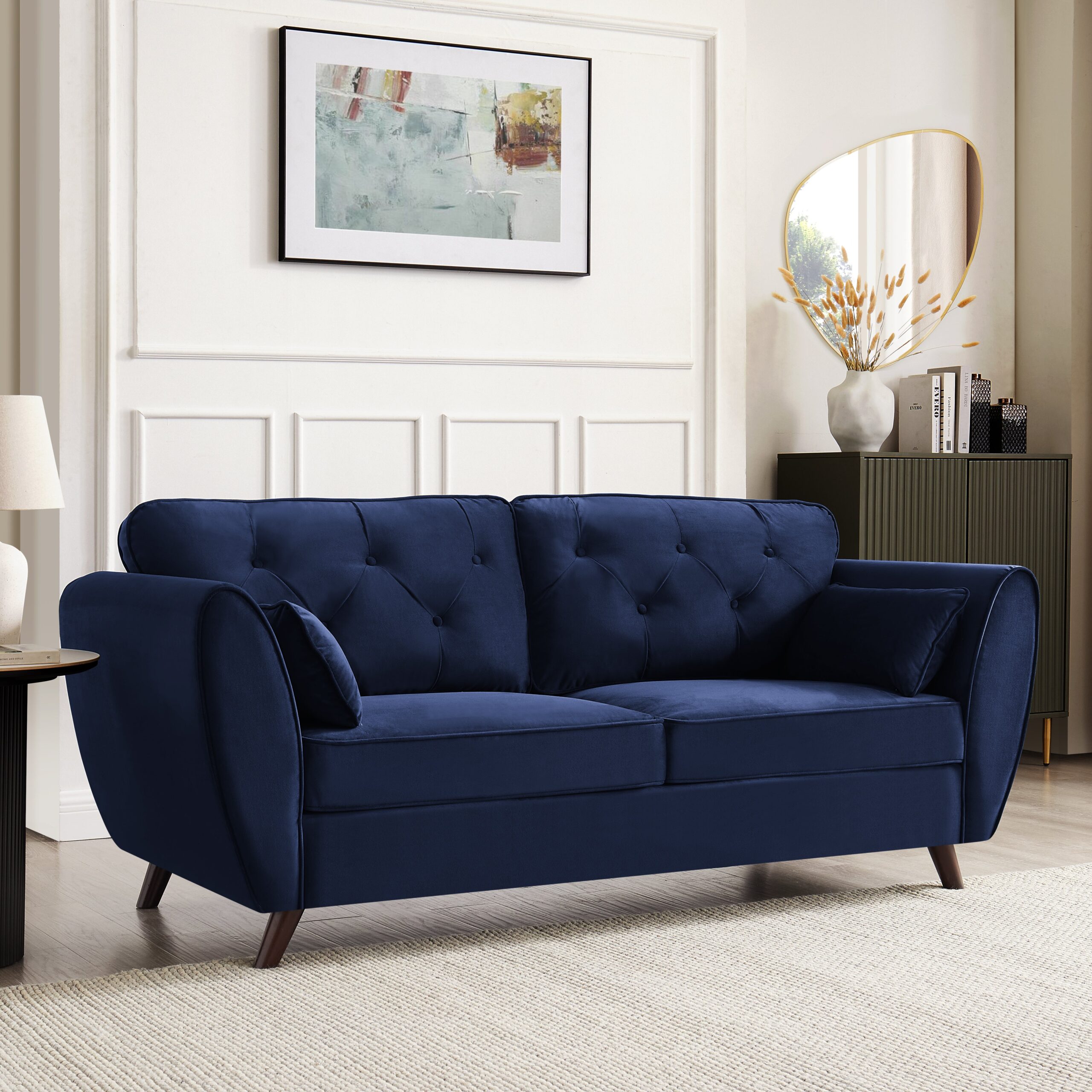 Monroe 2+3 Seater Sofa Set, Blue Velvet - Image 2