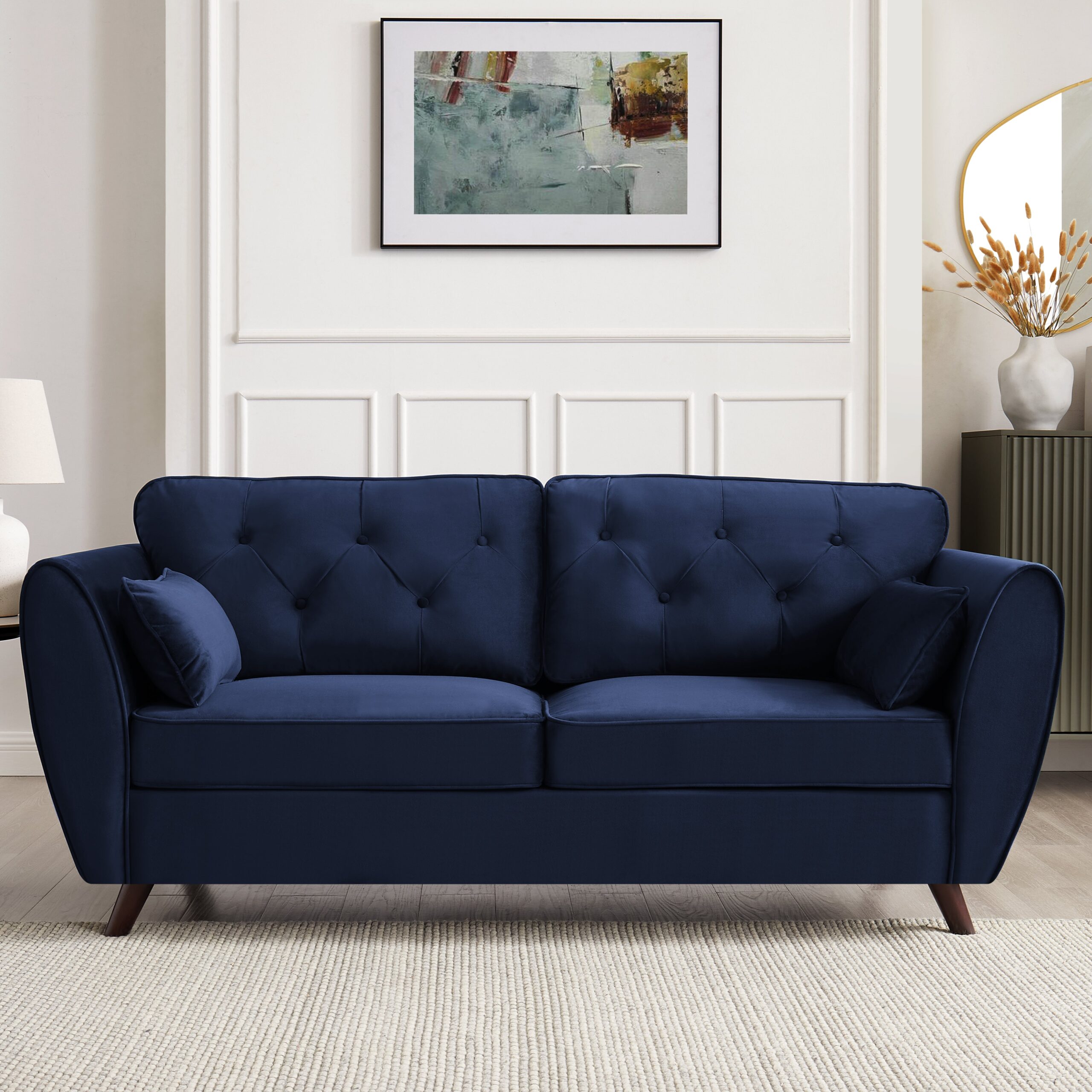 Monroe 2+3 Seater Sofa Set, Blue Velvet - Image 3