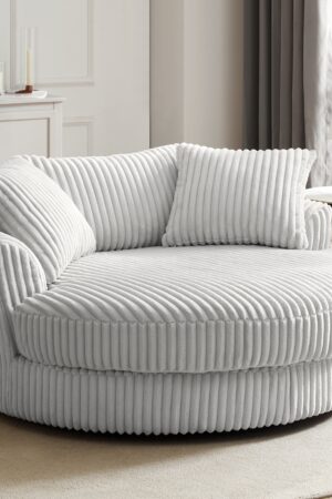Skyler Swivel Loveseat, Silver Teddy Jumbo Cord