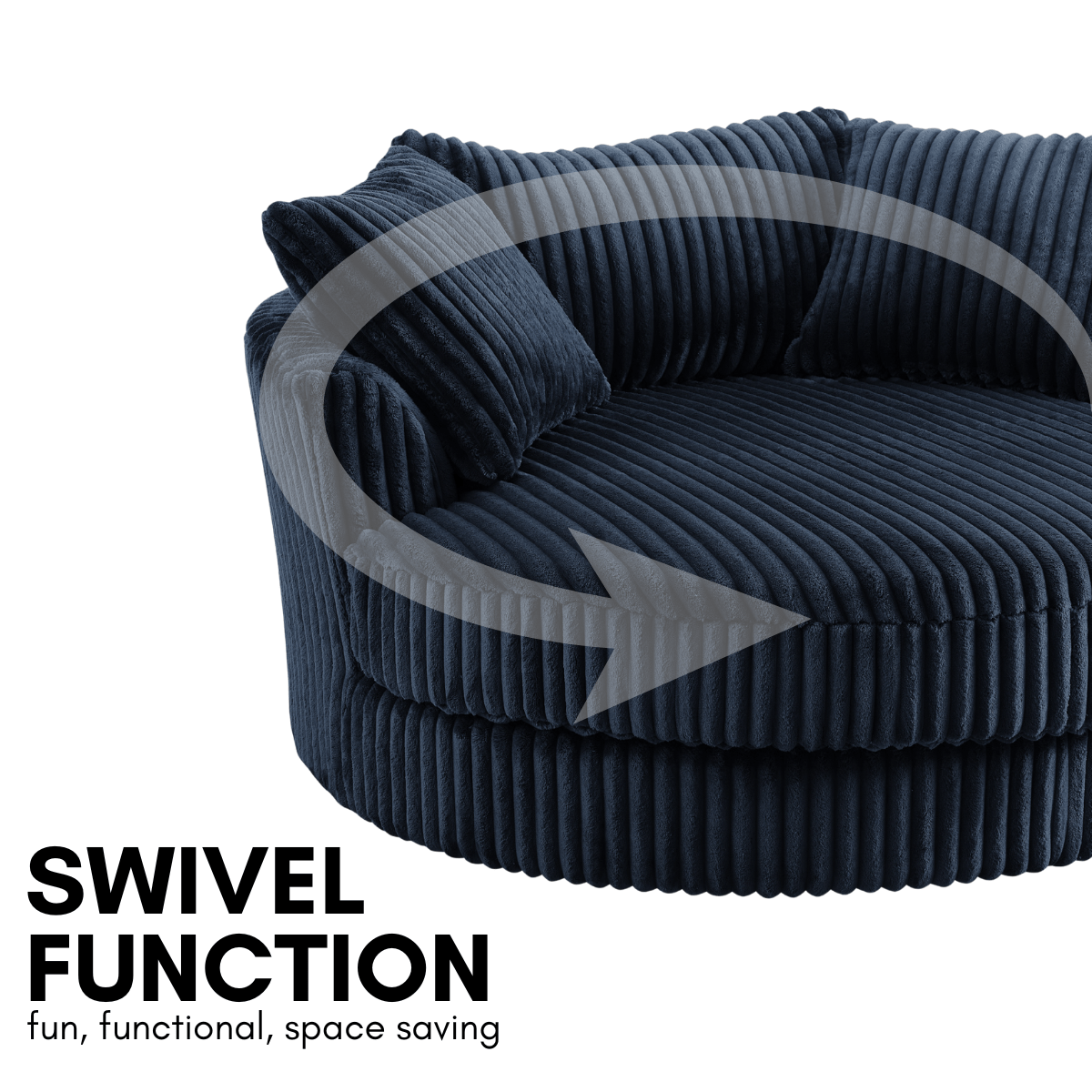Skyler Swivel Loveseat, Blue Teddy Jumbo Cord - Image 6