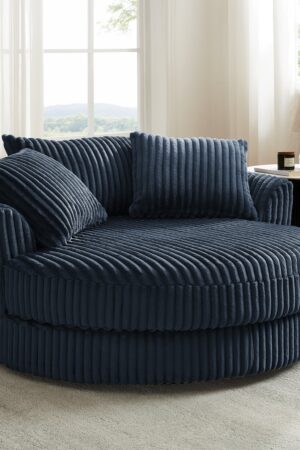 Skyler Swivel Loveseat, Blue Teddy Jumbo Cord