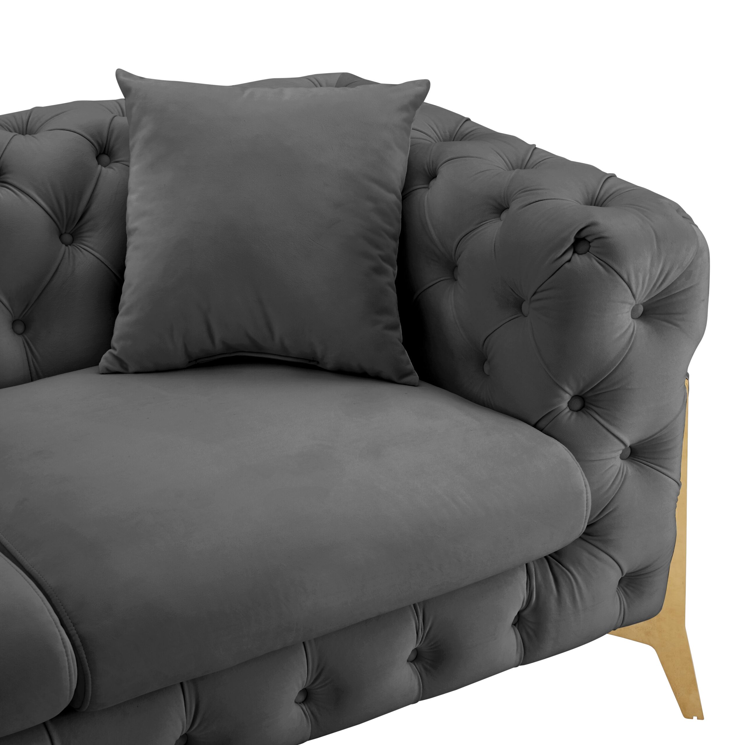 Jaguar 2+3 Seater Sofa Set Chesterfield Design Velvet, Dark Grey Velvet - Image 11