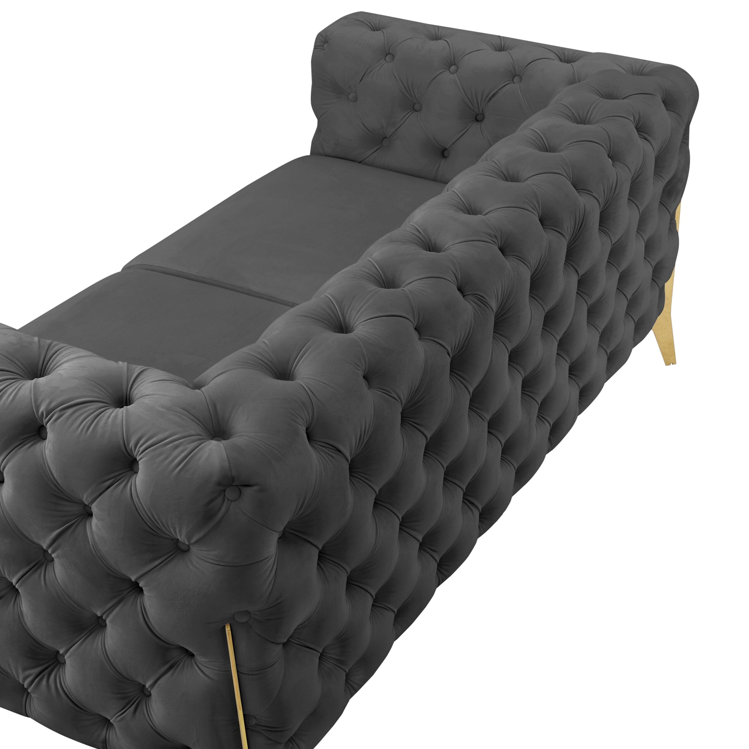 Jaguar 2+3 Seater Sofa Set Chesterfield Design Velvet, Dark Grey Velvet - Image 8