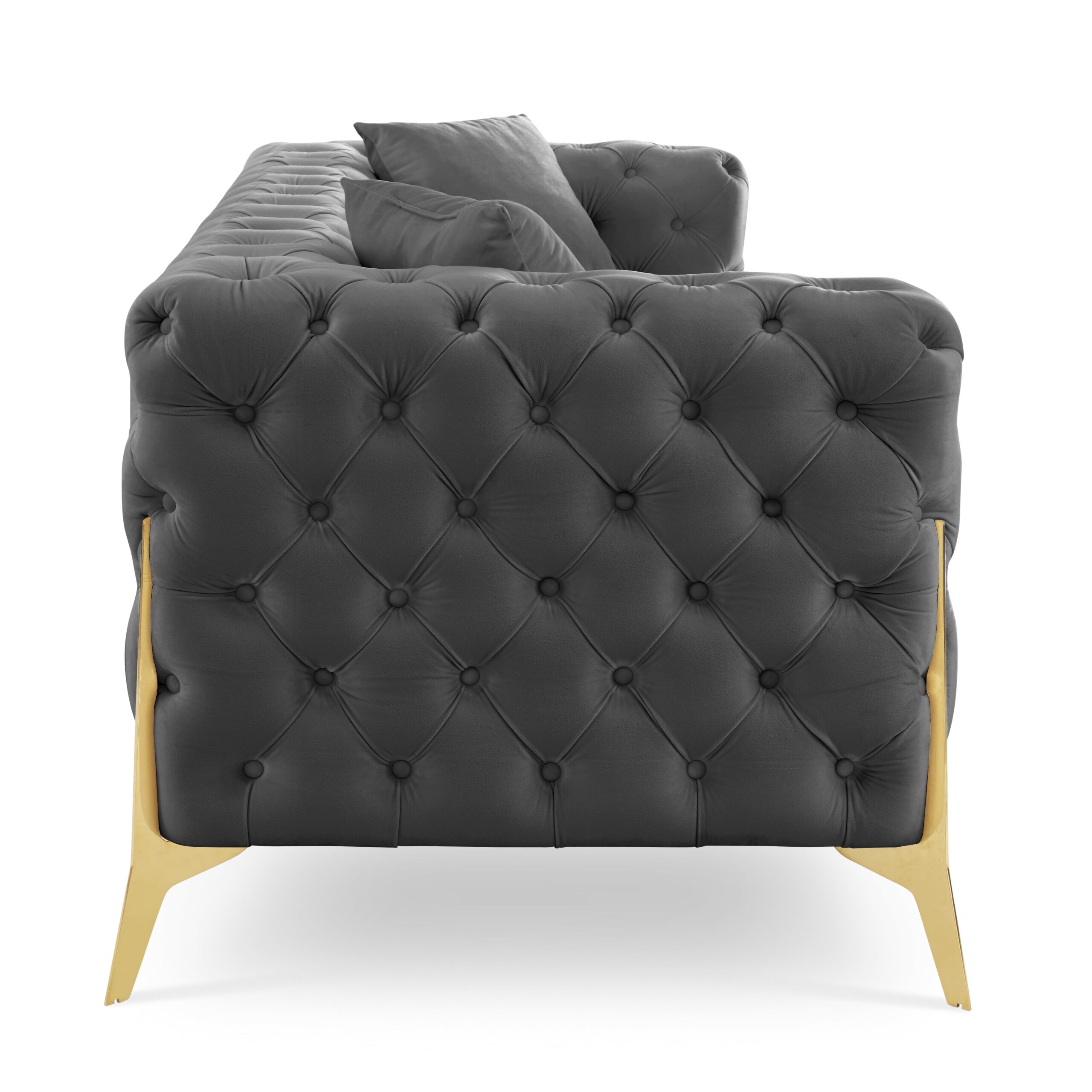 Jaguar 2+3 Seater Sofa Set Chesterfield Design Velvet, Dark Grey Velvet - Image 6