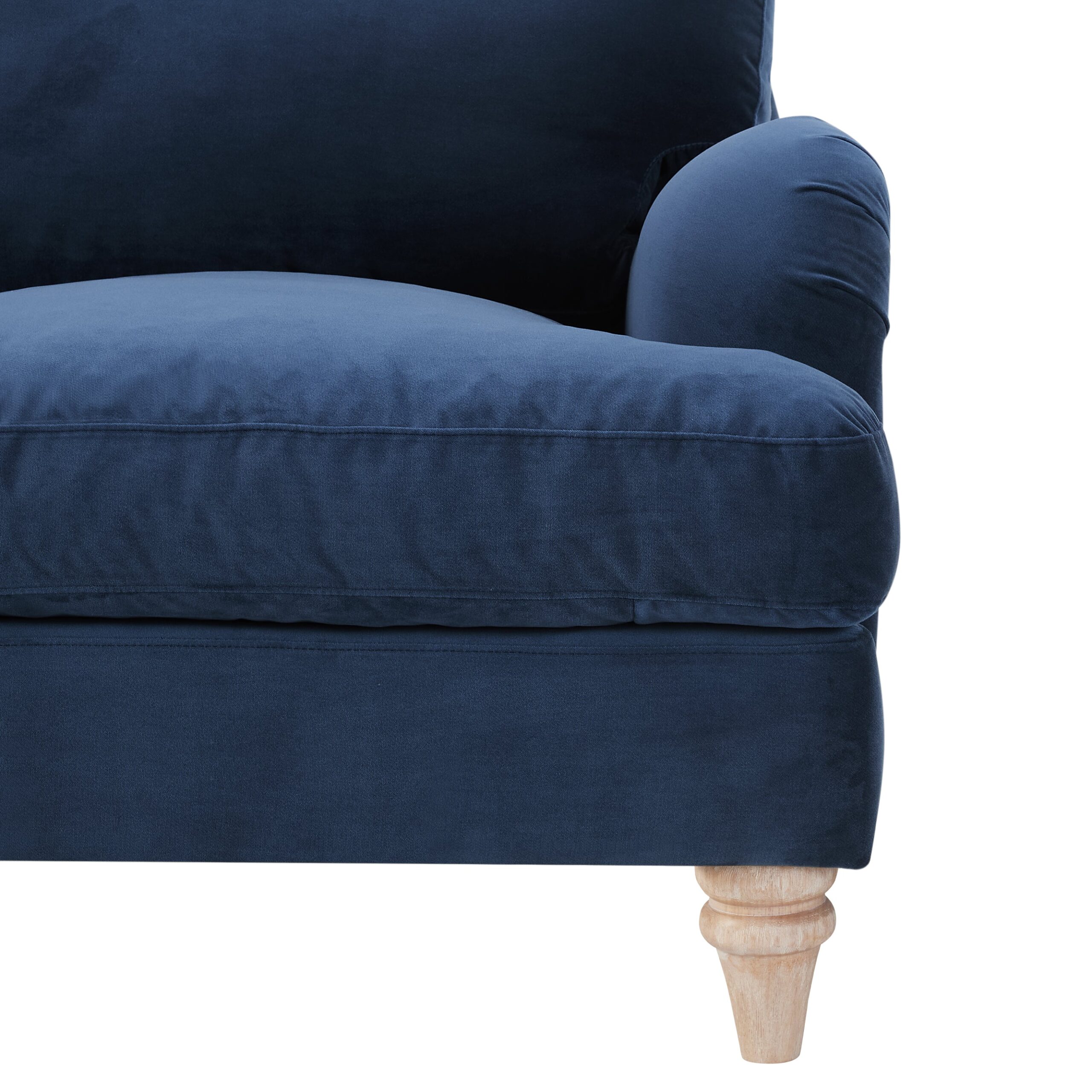 Oxford Loveseat with Footstool, Navy Blue Velvet - Image 7