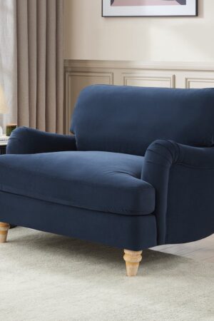 Oxford Loveseat, Navy Blue Velvet