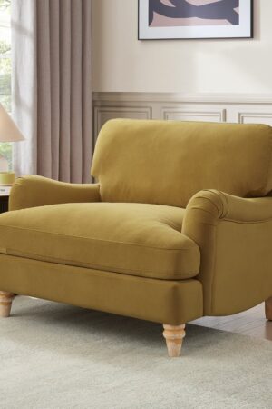 Oxford Loveseat, Mustard Velvet