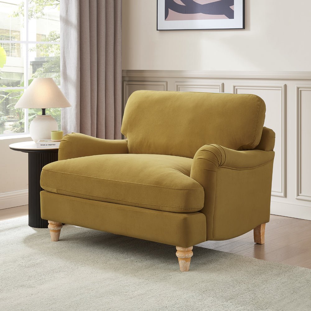 Oxford Loveseat, Mustard Velvet