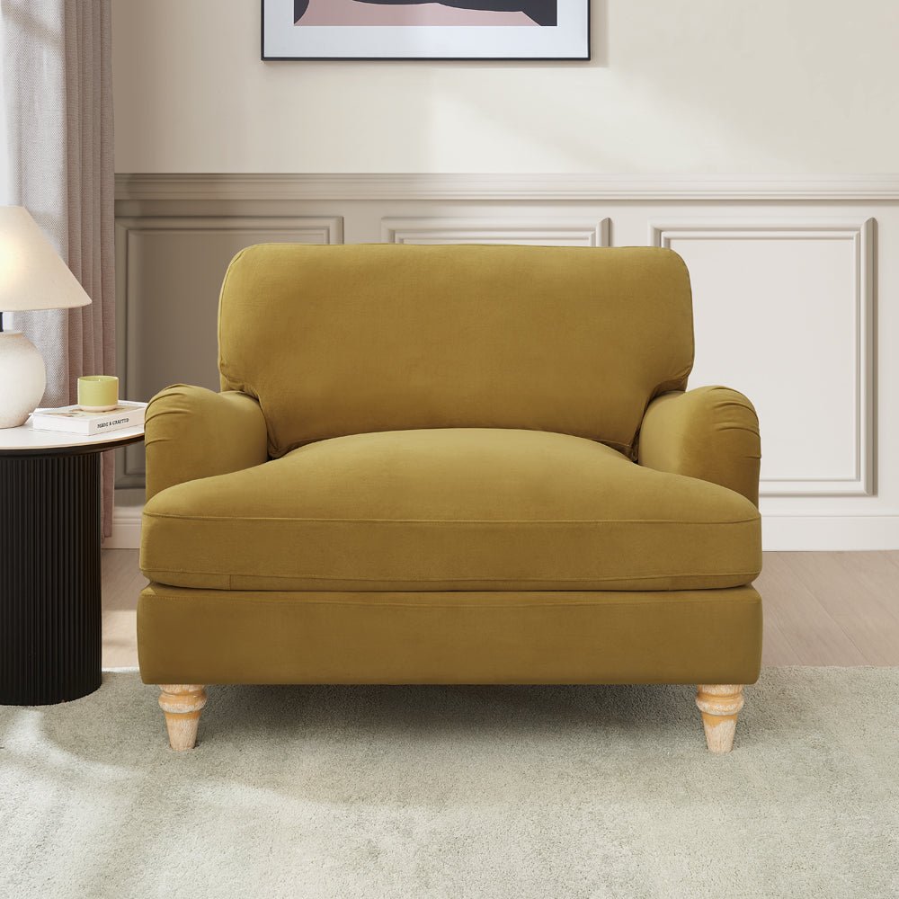 Oxford Loveseat, Mustard Velvet - Image 2