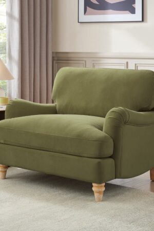 Oxford Loveseat, Olive Green Velvet