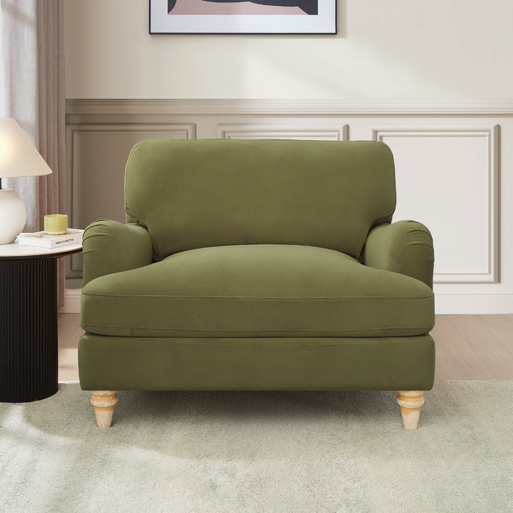 Oxford Loveseat, Olive Green Velvet - Image 2