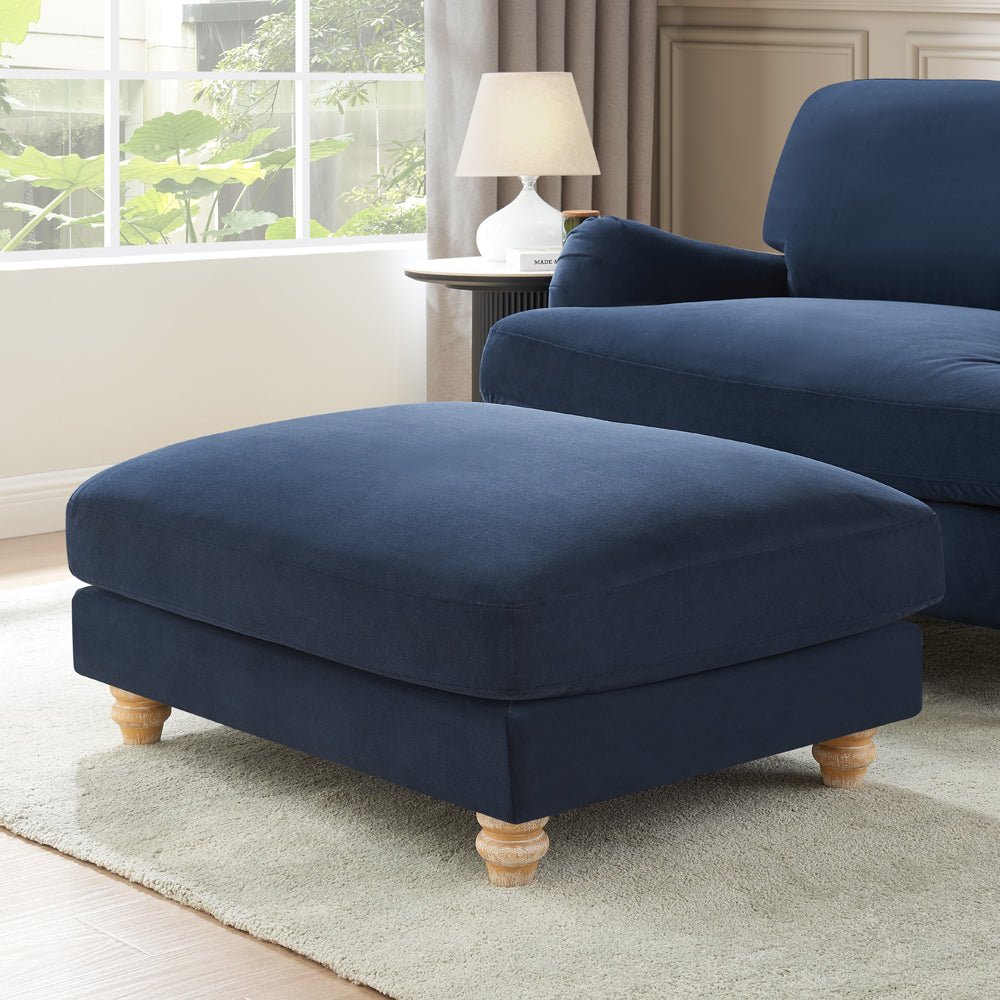 Oxford Loveseat with Footstool, Navy Blue Velvet - Image 2
