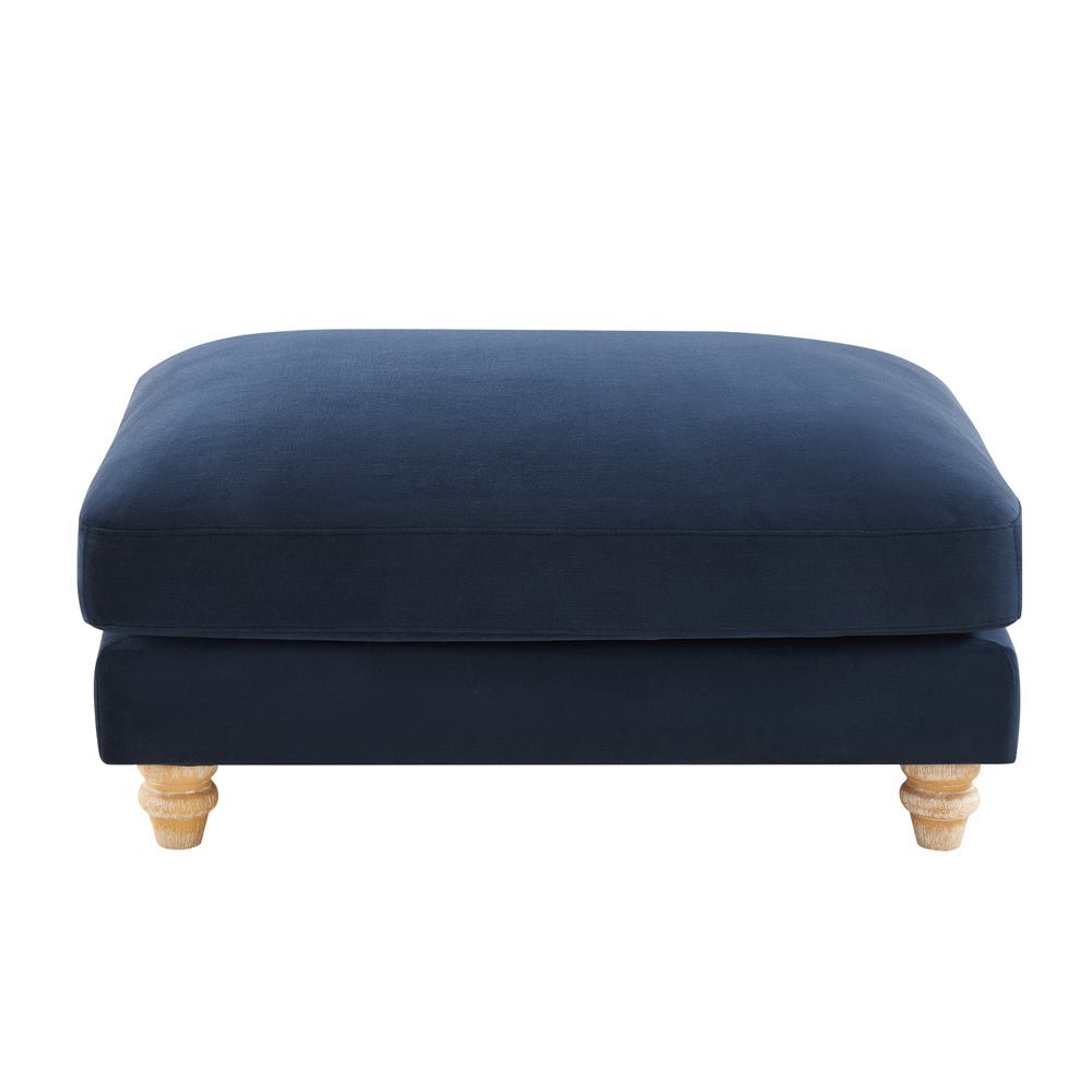 Oxford Loveseat with Footstool, Navy Blue Velvet - Image 9