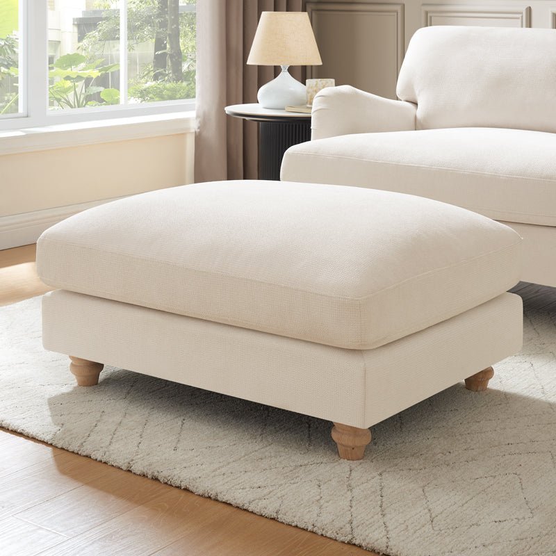 Oxford Loveseat with Footstool, Ivory Linen - Image 2
